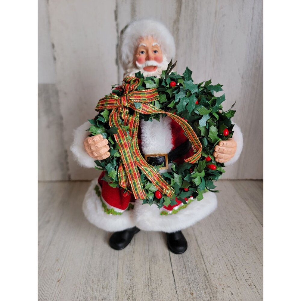 Possible dreams Front door decor Santa clothtique wreath Dept‎ 56 Xmas